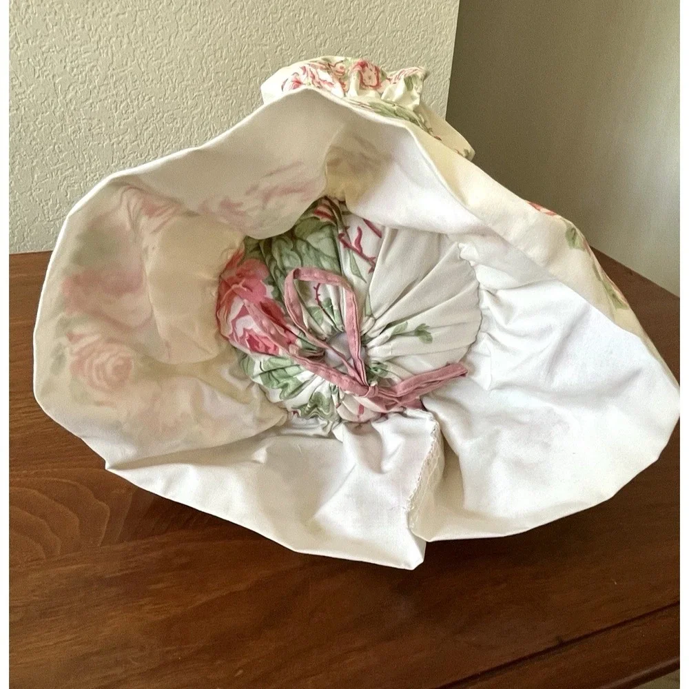 Vtg Laura Ashley Country Roses Pink Ruffled BOLSTER PILLOW Shabby Chic NEW